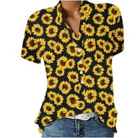 FOPP prodavač Ženska povremena košulja s kratkim rukavima s kratkim rukavima V-izrez Labava bluza je