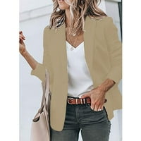 Ženska casual revel otvorena prednja kaput za jaknu dugih rukava, Khaki, XL