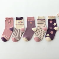 Lovskoo Pairs Toddler Girls Boys Dječji djeci Nisko rezanje Čarape Slatka štampa 3-godina Dječja srednja cijev Socks Trendy Ležerne čebličke pamučne čarape ljubičaste