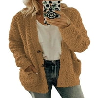 Hait ženski kaput kardigan jakna zimska topla odjeća dame s dugim rukavima kava s