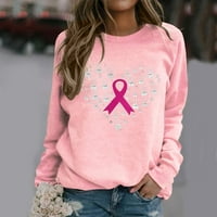 Odjeća za dojke za žene s dugim rukavima Crewneck Womens Pink Ribbon Ricer Shirts Pokloni ANDESTIONSTNOST