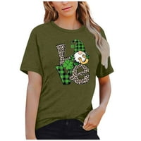 Hanas vrhovi žensko ljetno casual labavo sv. Patrickov dan majica okrugli vrat Vojska kratkih rukava zelena xxl