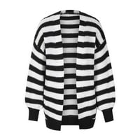 Vremenski džemperi za žene dugih rukava Klint Cardigani labavi slouchy prevelizirani kardigan JMUPER kaput, crni, xl