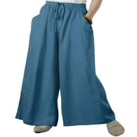 Sanviglor Dame Pants Plain Loungewear Solid Color Palazzo Pant sa džepovima Hlače za odmor Blue S