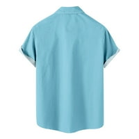Cacomomrkark pi mens vrhovi kratkih rukava čišćenje muškaraca Ležerne prilike od punog gumba sa džepom bluza za bluzu košulje Sky Blue