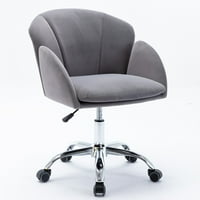 Siva stolica za ispraznosti, nadograđena stolica za šminke za velvet isprazniti sa leđa i točkovima, podesiva visina okretna stolica za stolica za stolić zadataka za kućnu kancelariju, spavaća soba akcent za djevojke, J3493