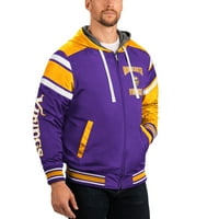 Muški G-III Sports Carl Banks Purple Siva Minnesota Vikings Extreme Full Back Reverzibilna kapuljača sa punim zip jaknom