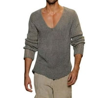 Entyinea muški džemperi i puloveri veliki i visoki dugi rukav zvučni dodir Henley džemper sivi xxl