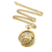 Vintage džepni sat Kvarcni sat Cool Lan Lanac Zlatni šupljini poklopac konja Satovi žene Muškarci Zlatni
