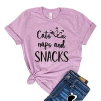 Mačke Naps & Grickalice Majica Ženska majica majica za kućne ljubimce Životinje Ljubav poklon maiko