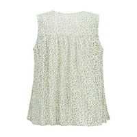 Glonme dame Ljeto Top cvjetni print T majice bez rukava za odmor Elegantna bluza Modni V izrez Pulover