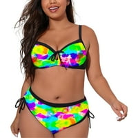 Baycosin Split Womens Bikini kupaći kostim bikini tri boje ispisane trake Podesivi plus veličine Split