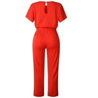 Lydiaunistar vrijeme i trunske duge pantalone Žene kratkih rukava za reputiranje Clubwear ravna noga sa pojasom crvenom redom