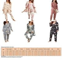 Voguele Dame SleepAweard Crew Crw Pajamas setovi s dugim rukavima noćna odjeća Žene topli salon set ružičaste pruge S