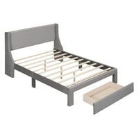 Skladište pune veličine Velvet Tapacirana platforma krevet sa velikom ladicom - sivom bojom