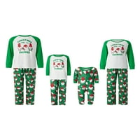 Huakaishijie Porodica Božićne pidžame s dugim rukavima Božićno drvce Santa Print Tops Crtani hlače Spavaće