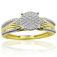 Midbed nakit 10k žuti zlatni mladenkini zaručni prsten široko vintage nadahnut pave