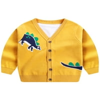 Glookwis Toddler Topli plemen džemperi Casual Cardigani LATE TERMIL CARDIGAN džemper crtani print v izrez Yellow-a