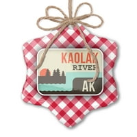 Božićni ukras SAD Rivers River Kaolak - Aljaska crvena plaid neonblond