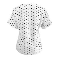 Ženske košulje Žene Modni Ležerne prilike V-izrez Polka Dot Print Ruffles Short Sleenel Tank Top Bijeli XXL