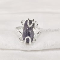 Prirodni tanzanitni prsten, grubi tanzanitni prsten, decembar, hipi žičani prsten, srebrna, ženski prsten, božić, zahvalnost, ručno rađeni, nakit, grubi dragulj nakit