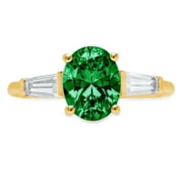 2.5ct ovalni rez zeleni simulirani smaragd 14k žuto zlato graviranje izjava godišnjica Angažman vjenčanje tri kamene prstene veličine 10