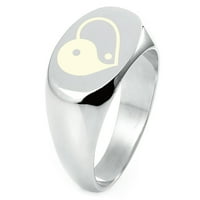 Sterling srebrni yin yang srčani urezani ovalni ravni vrhunski polirani prsten