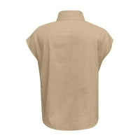 Hanas ženske ljetne casual Henley majice, kratki rukav V Crtton Glepljenje prema gore gradijentni ispis