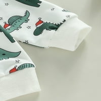 Bagilaanoe Toddler Baby Girl Božićne odjeće Dinosaurus Print Duge Duks dugih rukava + pantalone 3T Dječja pada dugačke hlače