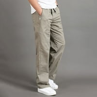 Baccoc Cargo Hlače za muškarce muške hlače Muške pamučne plus veličine džep čipke čvrste pantalone Ukupno sivo2