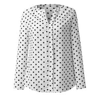 Majice za žene Žene Polka Dot rukava za bluze TOPS Dame Ležerne prilike uredski rad V izrez Majica We Whites + XL