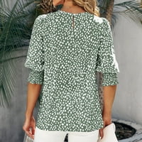 Žene Leopard Dot Print bluza za lakiranje za lakiranje, crkvene majice na listu duhovi na listu TESANDY ELEGANTNE TOPHOS Košulje Ljeto Poslovni ured Tunic Green XXL