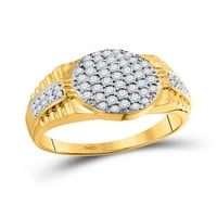 10KT Žuto zlato mens okrugli dijamantski ovalni klaster prsten CTTW