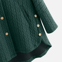 Ženski kaputi i jakne plus veličina plišana pliša plus veličine casual gumba džepovi visoki niski dugi rukav s kapuljačom mekane zelene veličine xxl