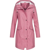 Zimski kaputi za žene Čvrsta kišna jakna na otvorenom kapuljač kapuljač kaputa za dugi kaput Obutak Vjetrootporna ženska modna ružičasta 4xl