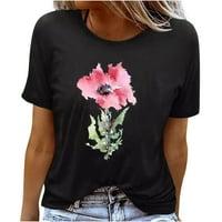 Ženski kratki rukav ljetni slatki vrhovi izlasci T-majice Trendy Lertter Graphic casual osnovne majice