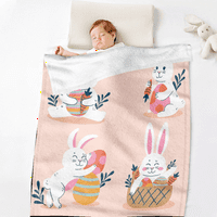 DiCasser Easter Bunny baca ćebe sa jastukom srećnim Uskrsnom šarenom jajima ugodne i meke plišane pokrivače za kućni kauč, krevet, kauč, kampiranje i putovanja