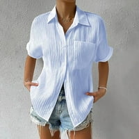Ženski trendy gumb dolje košulje nagnuta šifon lagana udobna džepa ljetna casual kratkih rukava