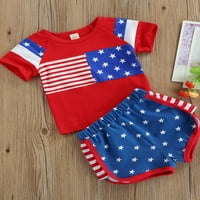 Gwiyeopda Toddler Baby Boys Djevojke Dan nezavisnosti Kratki rukav i kratke hlače Outfit Set
