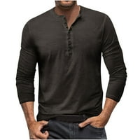 Muške košulje Henley dugih rukava Casual Slim Fit Basic T košulja prema dolje retro oprane majice za