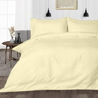 Twin Veličina egipatska pamučna posteljina, luksuzni lim sa dubokim džepom - 400TC Udobni i strojni listovi - Slonovača Stripe