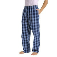 Stamzod Muška odjeća Pamučne tkane padžame hlače, plaćene lagane salone za spavanje padžama dno sa crtežom i džepovima Muške hlače