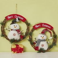 Božićni venac Kuhinjski zid ulaznih vrata Viseći snjegović, dekoracija lutke i borovog lišća, ukras od plastike i borovog lišća umjetni jesenski vijenac