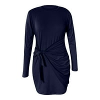 Haljine za majice za ženske jakne haljine posade izrez s dugim rukavima, plavi xl