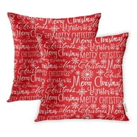 Crveno uzorak Božićne riječi Merry Xmas Tradicija jastučnicu za jastuk za jastuk, skup od 2