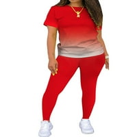 Cindysus Women Workout Set kratkih rukava Duge hlače Outfit Lounge setovi gradijent fitness trenerke