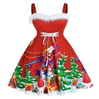 Uerlsty Womens Božićna čipka Up Mini haljina dame Xmas Party Club Switse haljine