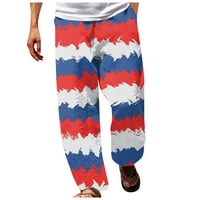 Muška modna labava Ležerna dana neovisnosti tiskani široki džepni pantalone za noge