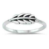 Lijepa minimalistička prstena za stabljiku pšenice. Sterling Silver Band nakit ženske muške veličine 5