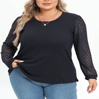 Mengpipi ženske plus veličine vrhova vafle pletiva čipka dugih rukava labava majica 1x-5x